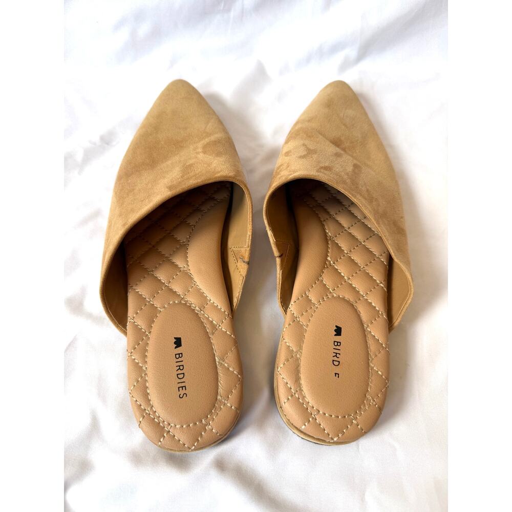 Birdies Camel Tan Suede Mules Slides Slip On Shoes, Pointed Toe, 9, Minimalist - Picture 3 of 4
